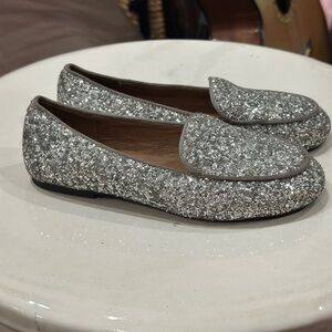 Glittery Silver Kids Dress Loafers